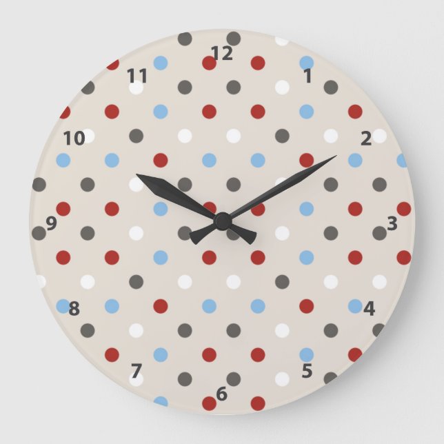 Chic Colorful Polka Dots Muster Große Wanduhr (Vorderseite)