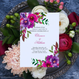 Chic Colorful Watercolor Blume Sommerhochzeit Einladung