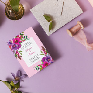 Chic Colorful Watercolor Blume Sommerhochzeit Einladung