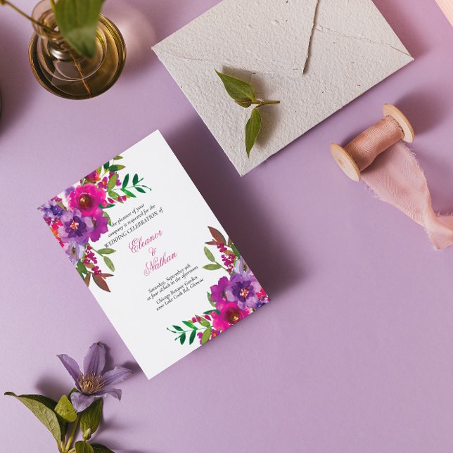 Chic Colorful Watercolor Blume Sommerhochzeit Einladung (Von Creator hochgeladen)