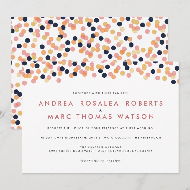 Chic Confetti Dusche Einladungen für Hochzeiten (Vorne/Hinten)