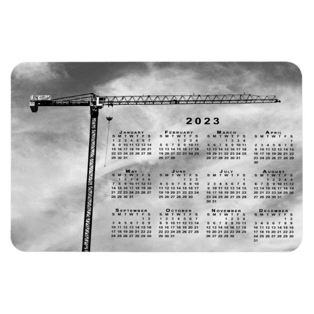 Chic Construction Crane Foto 2023 Kalender Magnet (Horizontal)