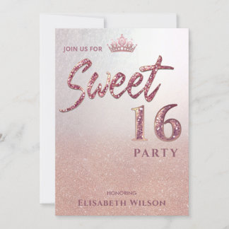 Chic Coole Typografie Rose gold tiara süß 16 Einladung