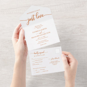 Chic Copper Calligrafy Lässig Wedding All In One Einladung