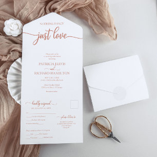 Chic Copper Calligrafy Lässig Wedding All In One Einladung