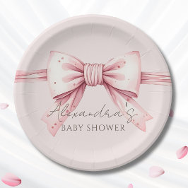 Chic Coquette Pink Bow Baby Dusche Pappteller