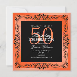 Chic Coral Decorative Gerahmt 50. Geburtstag Einladung