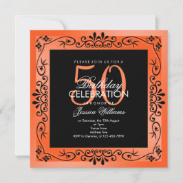 Chic Coral Decorative Gerahmt 50. Geburtstag Einladung