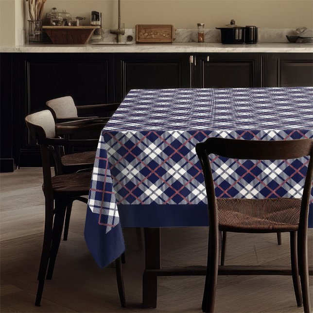 Chic Coral Marine Plaid Nappe pour Table Élégante (Chic Coral Navy Plaid Tablecloth for Stylish Table)