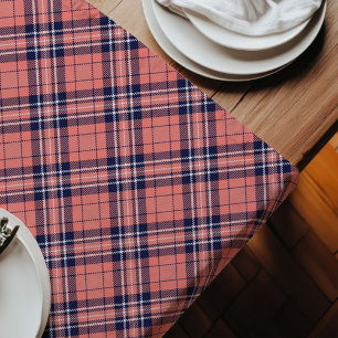Chic Coral Navy Tartan Fresh Look Stilvolle Tische Großer Tischläufer