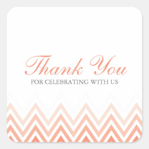 Chic Coral Ombre Chevrons Quadratischer Aufkleber