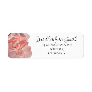 Chic Coral Pink Rose Floral Weiße Rücksendeadresse