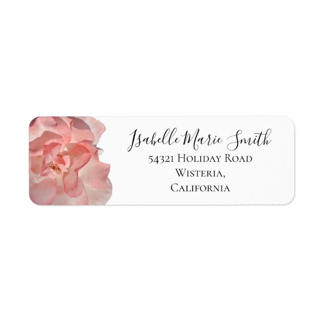 Chic Coral Pink Rose Floral Weiße Rücksendeadresse (Vorne)