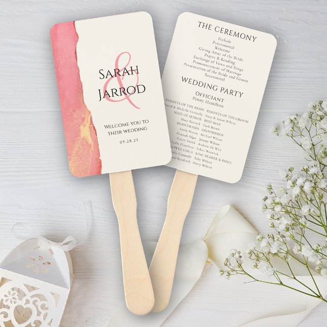 Chic Coral Pink Set of Wedding Fans Fächer (Von Creator hochgeladen)