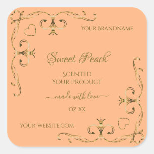 Chic Coral Rose Produit Étiquettes Or Ornate Corne