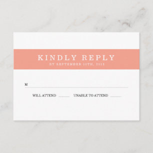 Chic Coral Stripes Wedding RSVP