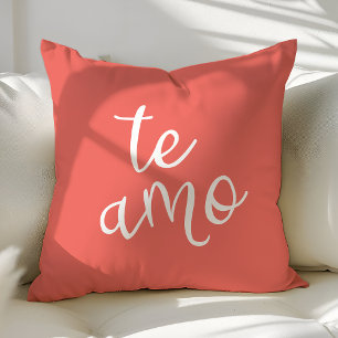 Chic Coral und Weiß Spanisch I Love You Te Amo Kissen