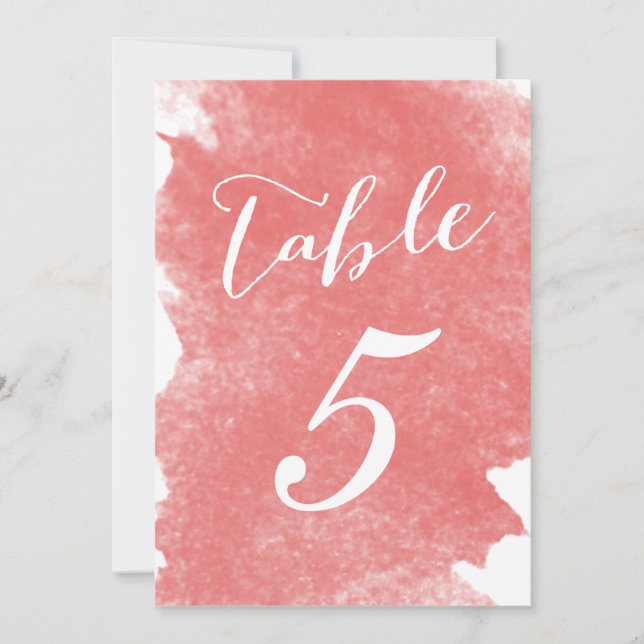 CHIC CORAL WATERCOLOR TISCHNUMMER CARDS (Vorderseite)