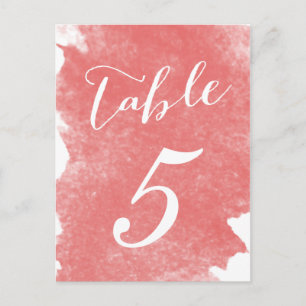 CHIC CORAL WATERCOLOR TISCHNUMMER CARDS
