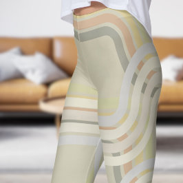 Chic Cornsilk White Curves Muster Leggings