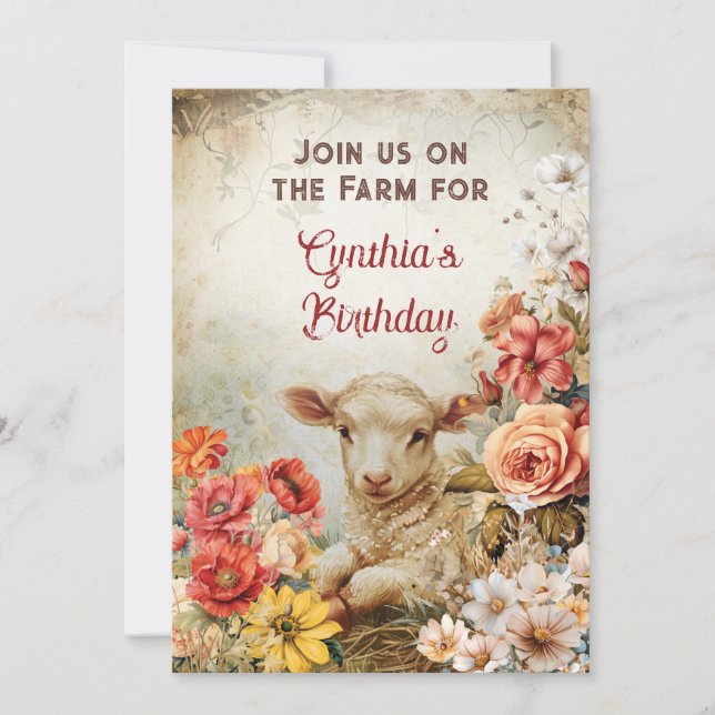 Chic Country Farm Party Thema Einladung (Vorderseite)