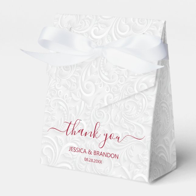 Chic Cranberry Red Calligraphy Vielen Dank Geschenkschachtel (Vorderseite)