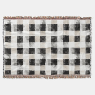 Chic Cream Black Kariert Christmas Decke