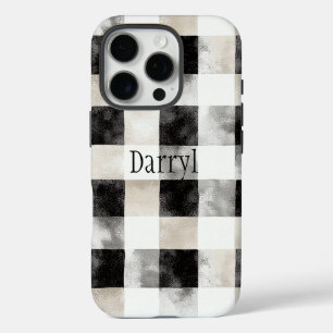 Chic Cream Black Kariert Christmas iPhone 16 Pro Hülle