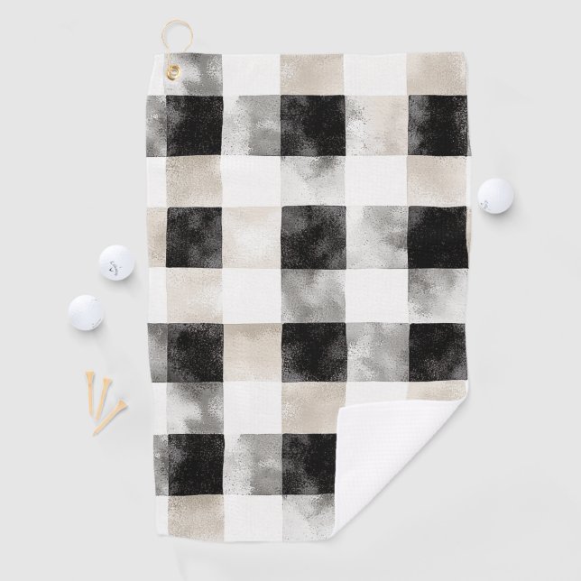 Chic Cream Black Kariert Golfhandtuch (Insitu)