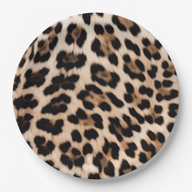 Chic Cream Black Leopard Print Pappteller (Vorderseite)