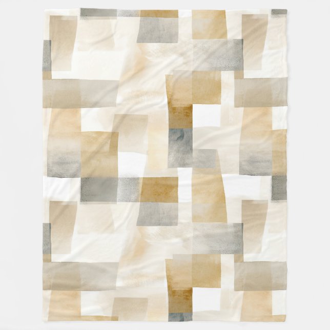 Chic Cream Brown Abstrakt Fleecedecke (Vorderseite)