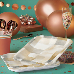 Chic Cream Brown Abstrakt Pappteller