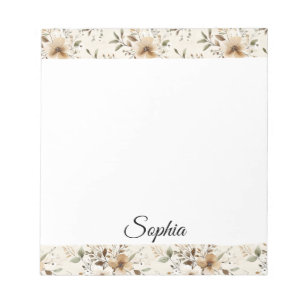 Chic Cream Brown Blume Notizblock