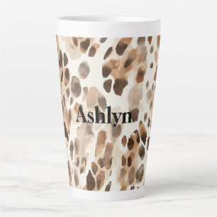 Chic Cream Brown Leopard Animal Print Birthday Milchtasse