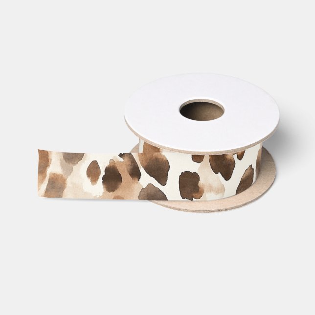 Chic Cream Brown Leopard Animal Print Birthday Satinband (Spule)