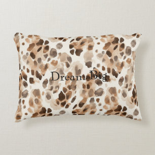 Chic Cream Brown Leopard Animal Print Dekokissen
