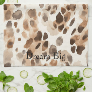 Chic Cream Brown Leopard Animal Print Geschirrtuch