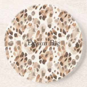 Chic Cream Brown Leopard Animal Print Getränkeuntersetzer