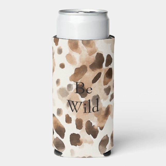 Chic Cream Brown Leopard Animal Print Selters Dosenkühler (Seltzer Vorderseite)
