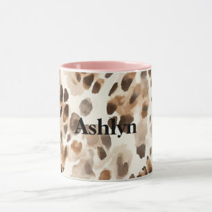 Chic Cream Brown Leopard Animal Print Tasse