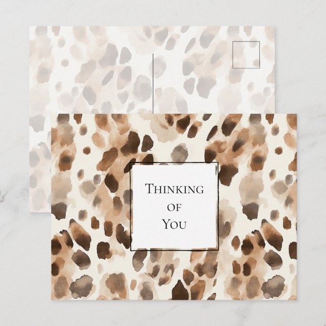 Chic Cream Brown Leopard Print Denken Sie an Sie Postkarte (Vorne/Hinten)