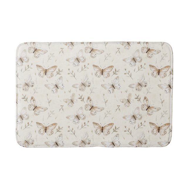 Chic Cream Butterflies Brautparty Badematte (Vorderseite)