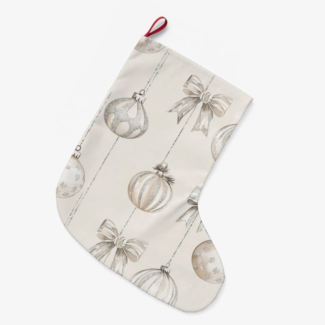 Chic Cream Christmas Ornaments Großer Weihnachtsstrumpf (Vorderansicht (hängend))