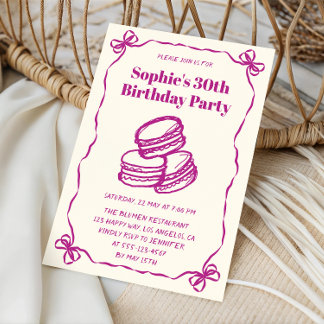 Chic Cream & Purple Macaron 30. Geburtstagsfeier   Einladung