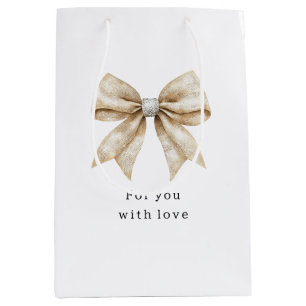 Chic Cream Silver Glam Bow Brautparty Mittlere Geschenktüte