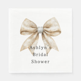 Chic Cream Silver Glam Bow Brautparty Serviette