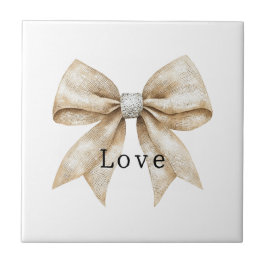 Chic Cream Silver Glam Bow Liebe Fliese