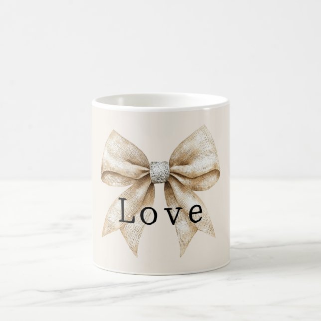 Chic Cream Silver Glam Bow Liebe Kaffeetasse (Mittel)