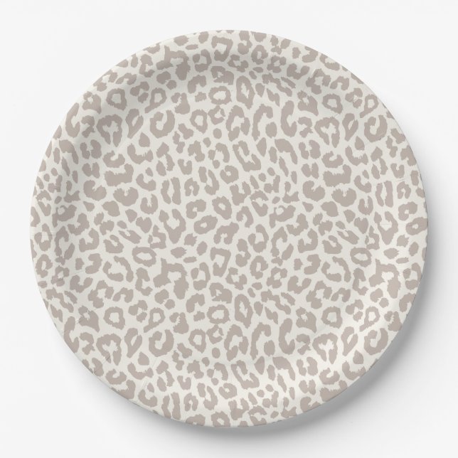 Chic Cream Taupe Animal Print Pappteller (Vorderseite)