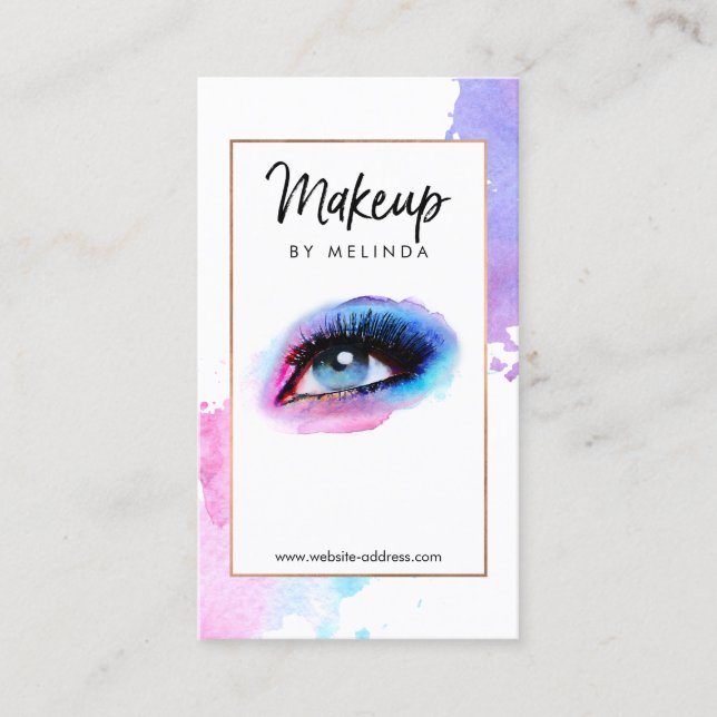Chic Creative Watercolor Eye Makeup Artist Visitenkarte (Vorderseite)